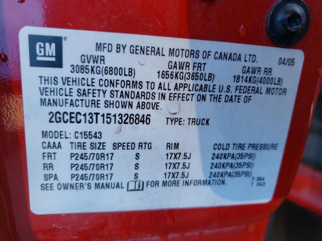 Photo 10 from auction – 2005 CHEVROLET SILVERADO with VIN 2GCEC13T151326846