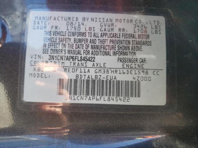 Photo 10 from auction – 2015 NISSAN VERSA S with VIN 3N1CN7AP6FL845422