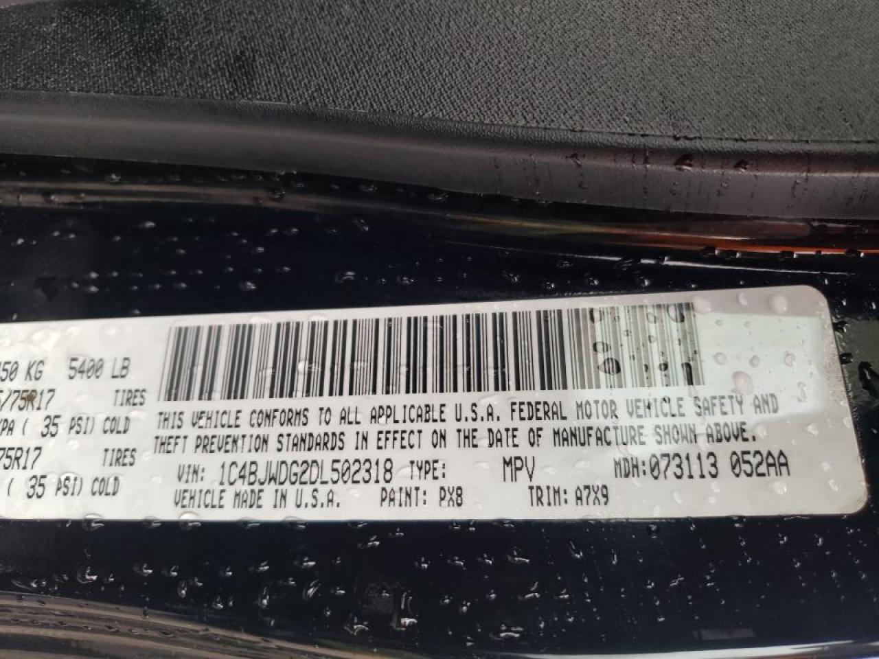 Photo 10 from auction – 2013 JEEP WRANGLER U with VIN 1C4BJWDG2DL502318