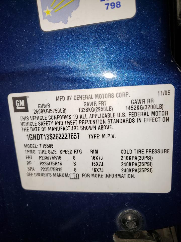 Photo 10 from auction – 2006 CHEVROLET TRAILBLAZE with VIN 1GNDT13S262227657