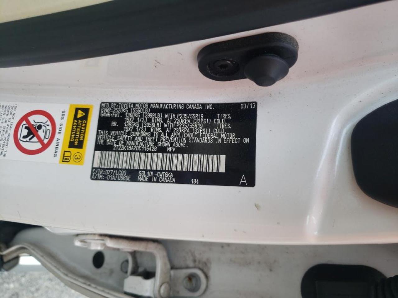 Photo 10 from auction – 2013 LEXUS RX 350 with VIN 2T2ZK1BA7DC116428