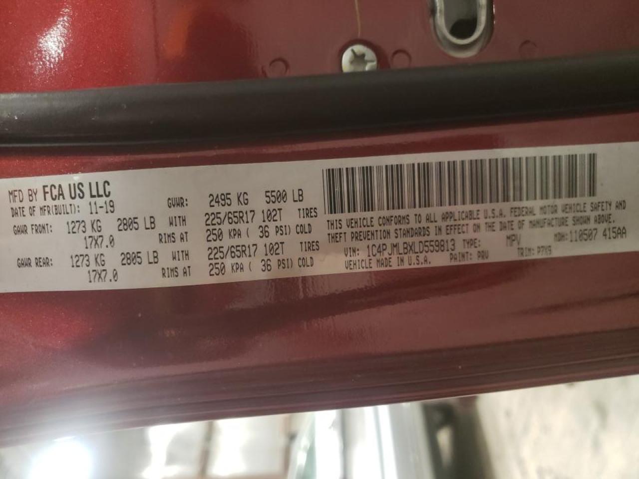 Photo 10 from auction – 2020 JEEP CHEROKEE L with VIN 1C4PJMLBXLD559813