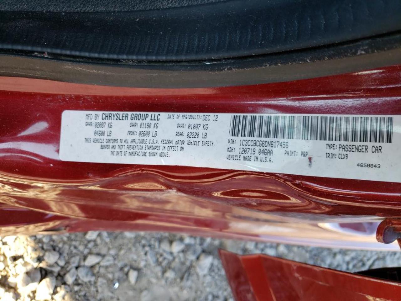 Photo 10 from auction – 2013 CHRYSLER 200 LIMITE with VIN 1C3CCBCG6DN617456