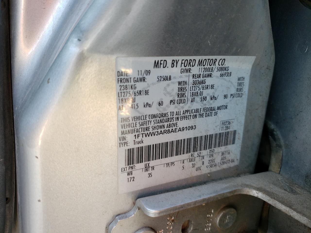 Photo 10 from auction – 2010 FORD F350 SUPER with VIN 1FTWW3AR8AEA91093