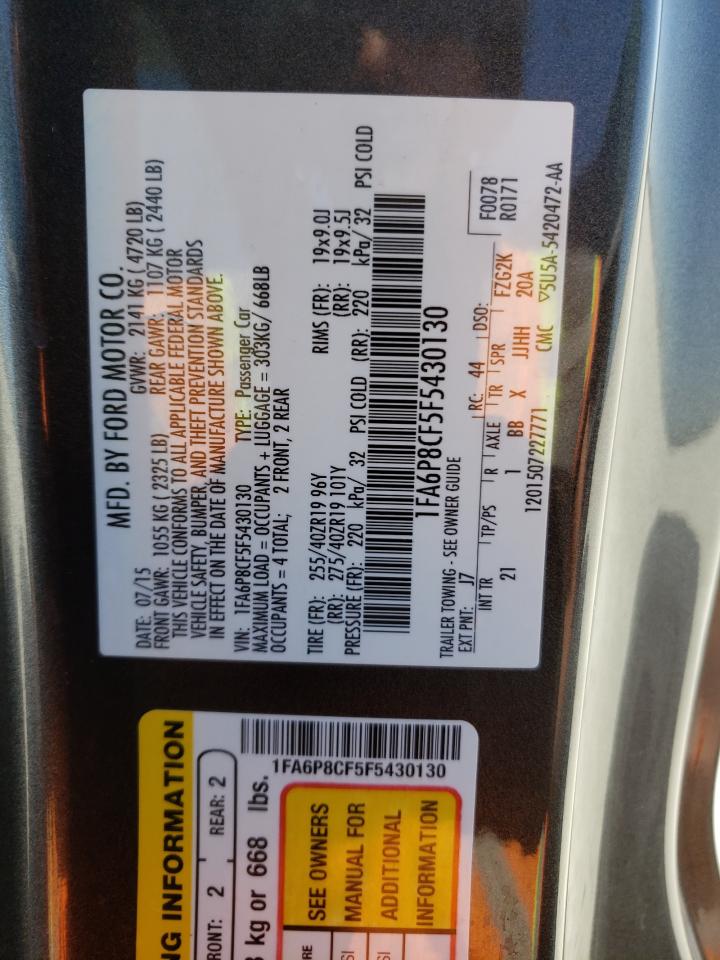 Photo 10 from auction – 2015 FORD MUSTANG GT with VIN 1FA6P8CF5F5430130