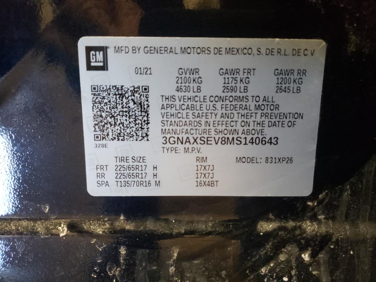 Photo 10 from auction – 2021 CHEVROLET EQUINOX LS with VIN 3GNAXSEV8MS140643