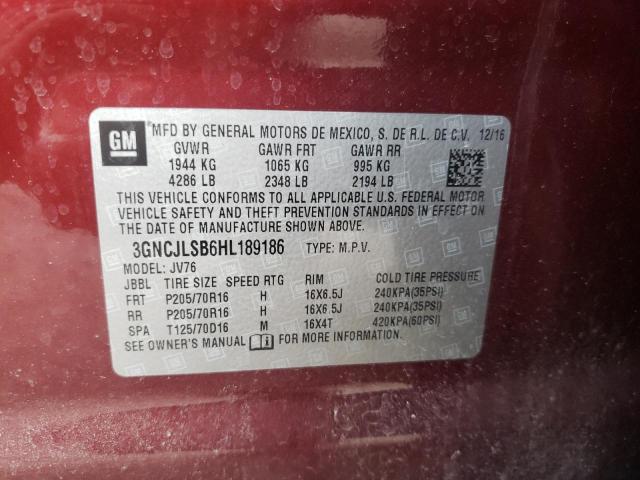 Photo 10 from auction – 2017 CHEVROLET TRAX 1LT with VIN 3GNCJLSB6HL189186
