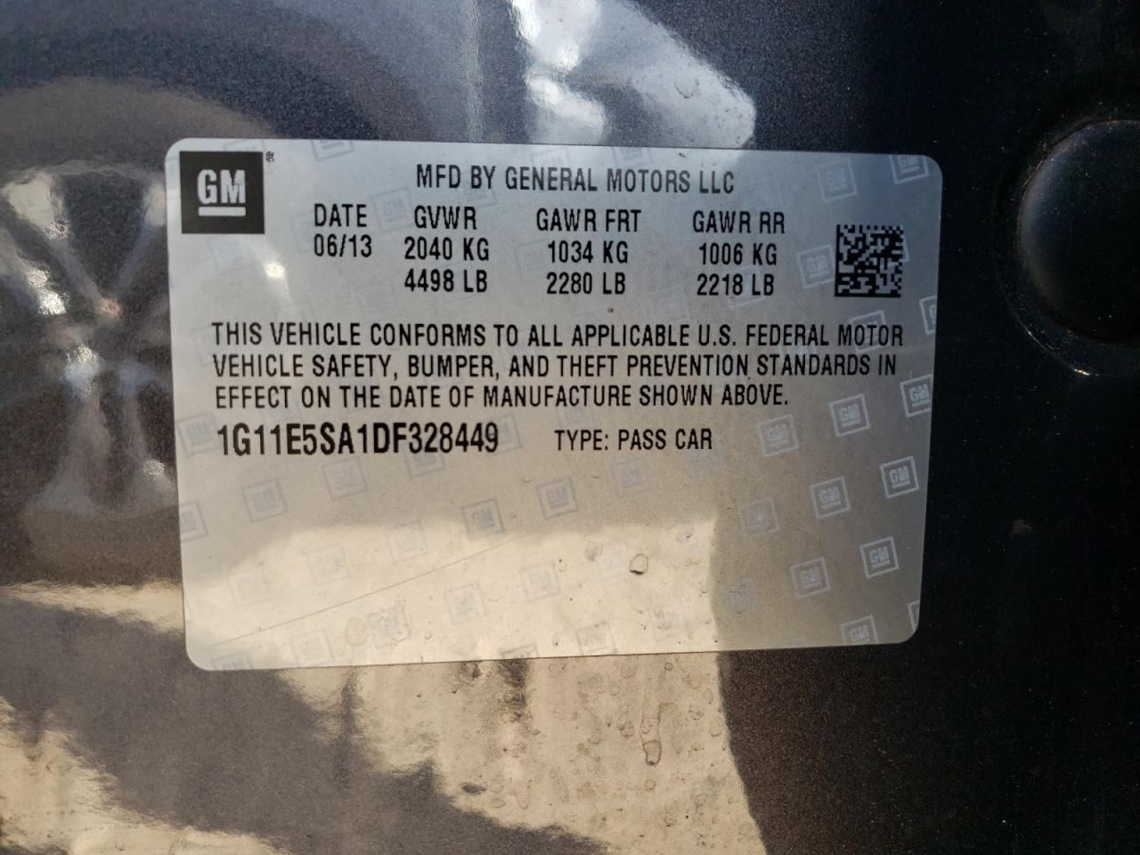 Photo 10 from auction – 2013 CHEVROLET MALIBU 2LT with VIN 1G11E5SA1DF328449