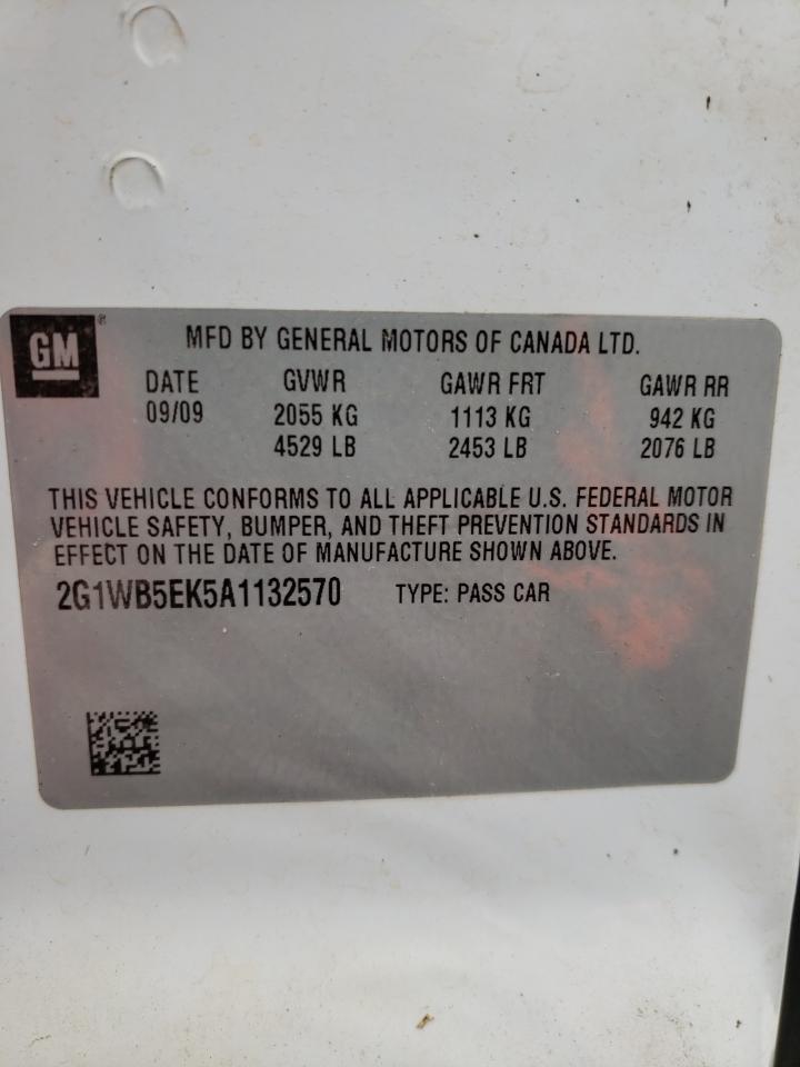 Photo 10 from auction – 2010 CHEVROLET IMPALA LT with VIN 2G1WB5EK5A1132570