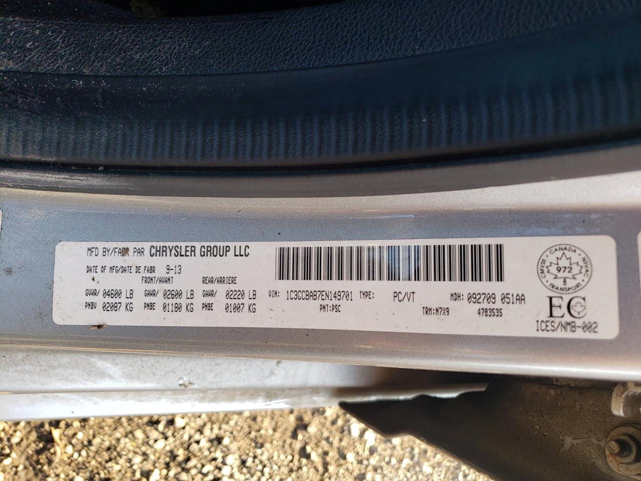 Photo 10 from auction – 2014 CHRYSLER 200 LX with VIN 1C3CCBAB7EN149701