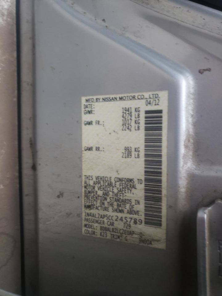 Photo 10 from auction – 2012 NISSAN ALTIMA BAS with VIN 1N4AL2AP5CC245789