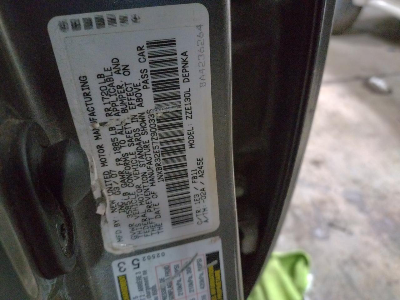 Photo 10 from auction – 2007 TOYOTA COROLLA CE with VIN 1NXBR32E57Z900335
