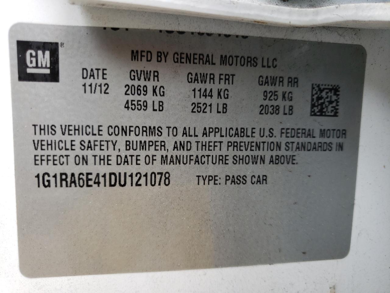 Photo 10 from auction – 2013 CHEVROLET VOLT with VIN 1G1RA6E41DU121078