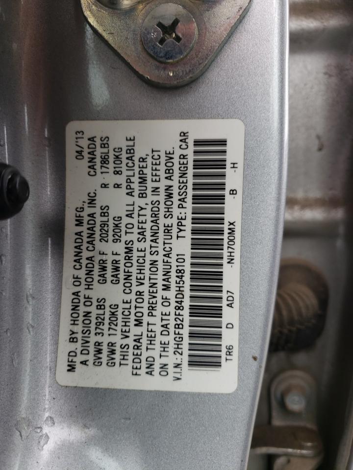 Photo 10 from auction – 2013 HONDA CIVIC EX with VIN 2HGFB2F84DH548101