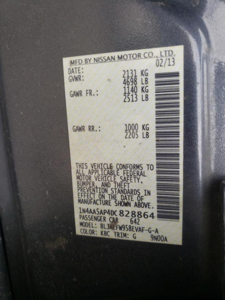 Photo 10 from auction – 2013 NISSAN MAXIMA S with VIN 1N4AA5AP4DC828864