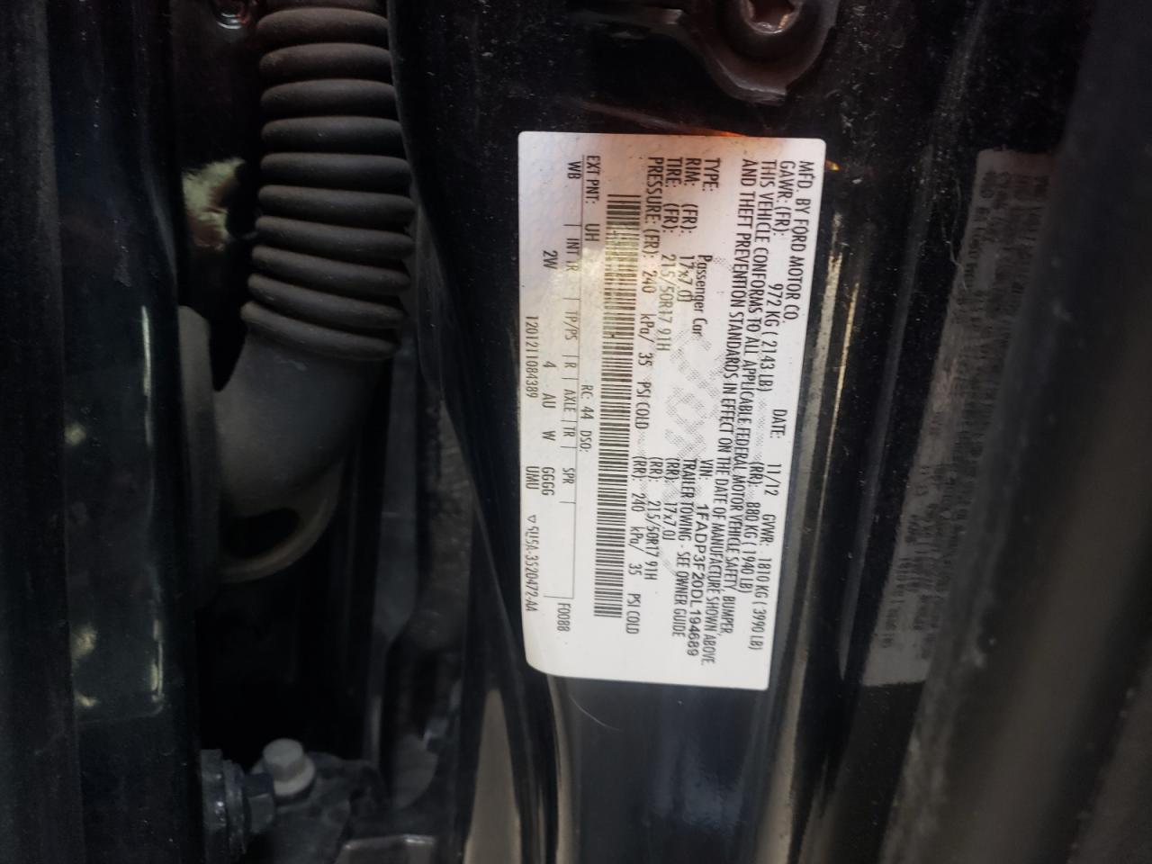 Photo 10 from auction – 2013 FORD FOCUS SE with VIN 1FADP3F20DL194689
