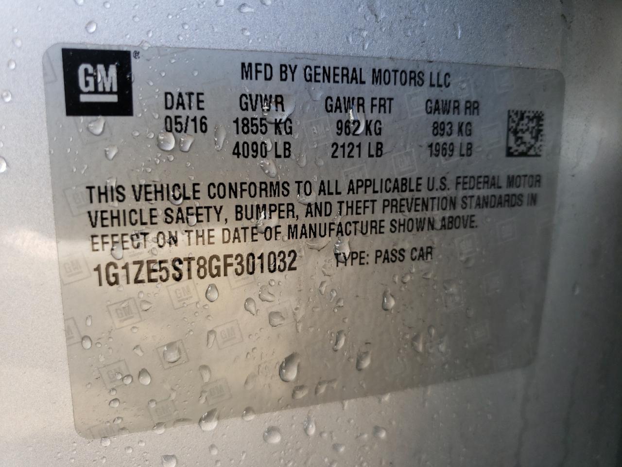 Photo 10 from auction – 2016 CHEVROLET MALIBU LT with VIN 1G1ZE5ST8GF301032