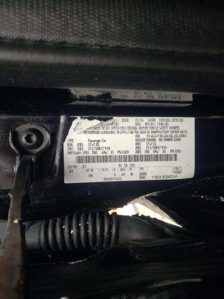 Photo 10 from auction – 2016 FORD FOCUS SE with VIN 1FADP3K28GL264885