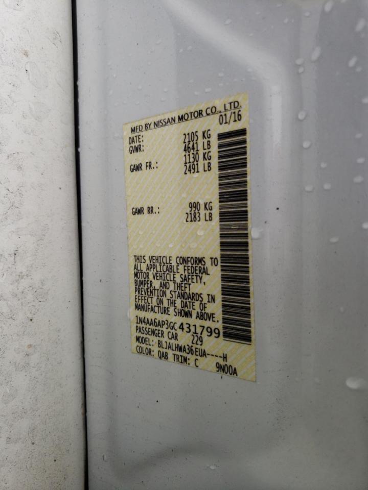 Photo 10 from auction – 2016 NISSAN MAXIMA 3.5 with VIN 1N4AA6AP3GC431799