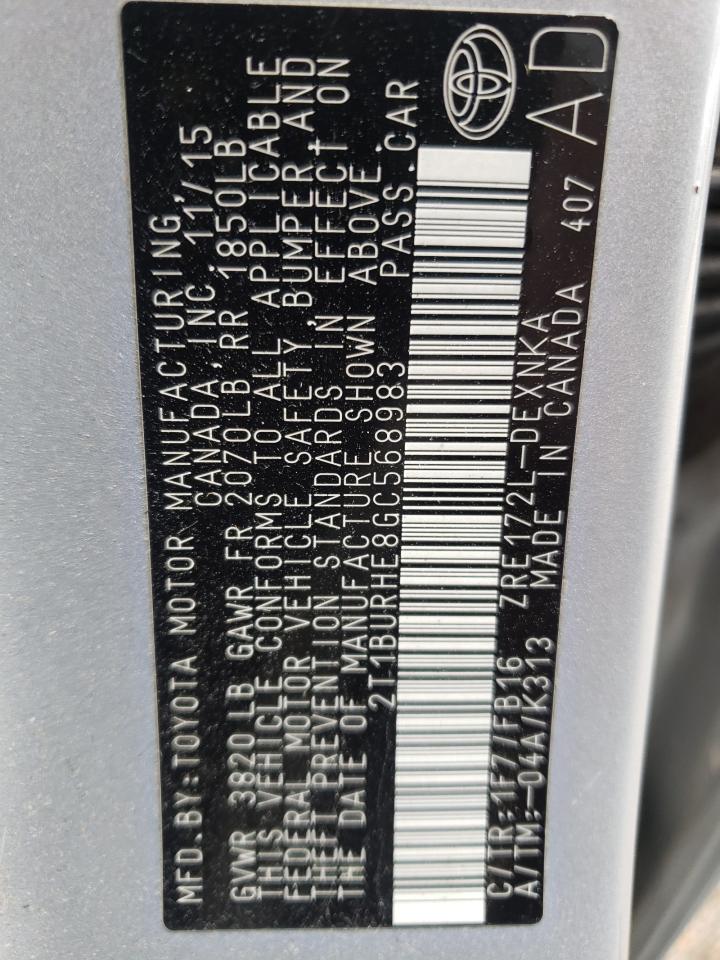 Photo 10 from auction – 2016 TOYOTA COROLLA L with VIN 2T1BURHE8GC568983