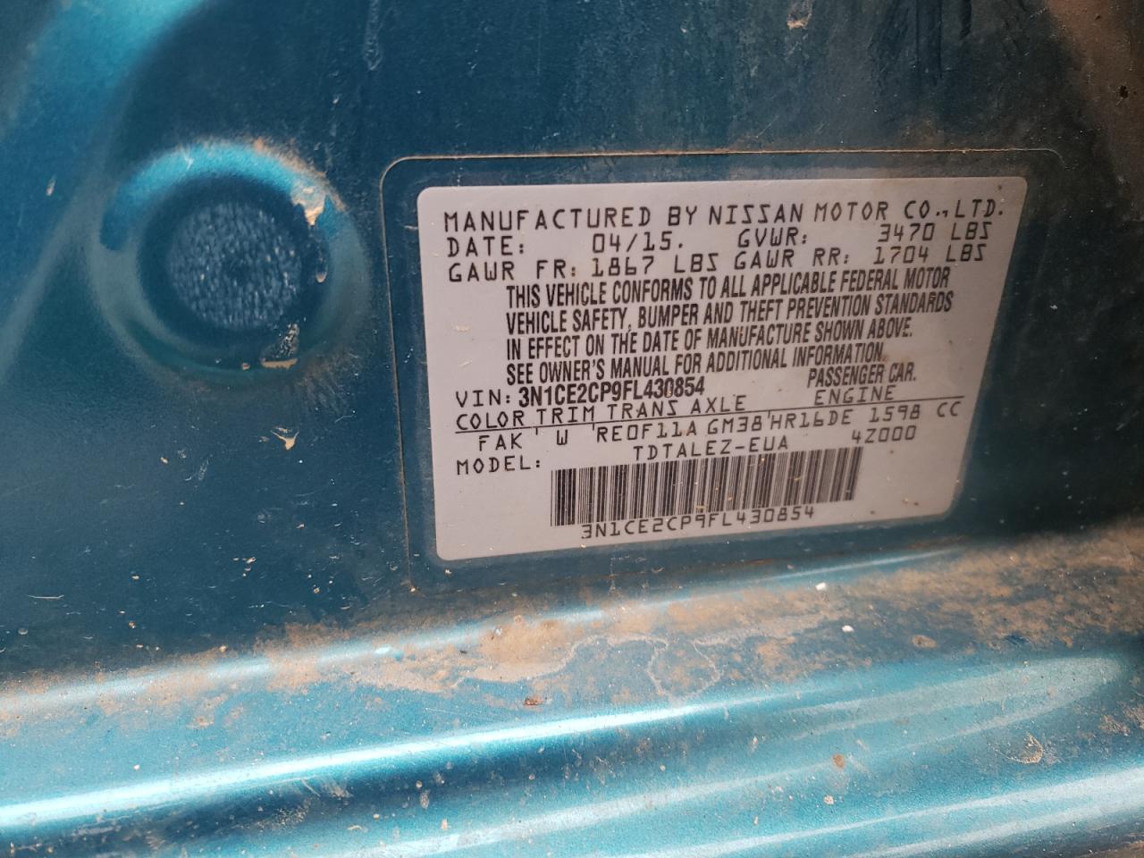 Photo 10 from auction – 2015 NISSAN VERSA NOTE with VIN 3N1CE2CP9FL430854