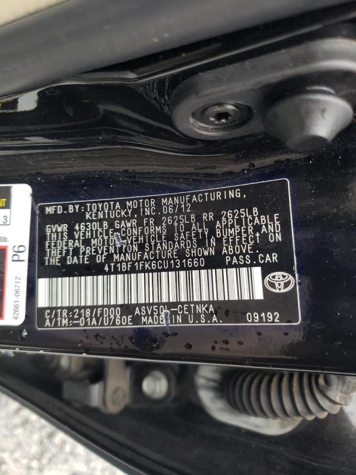 Photo 10 from auction – 2012 TOYOTA CAMRY BASE with VIN 4T1BF1FK6CU131660