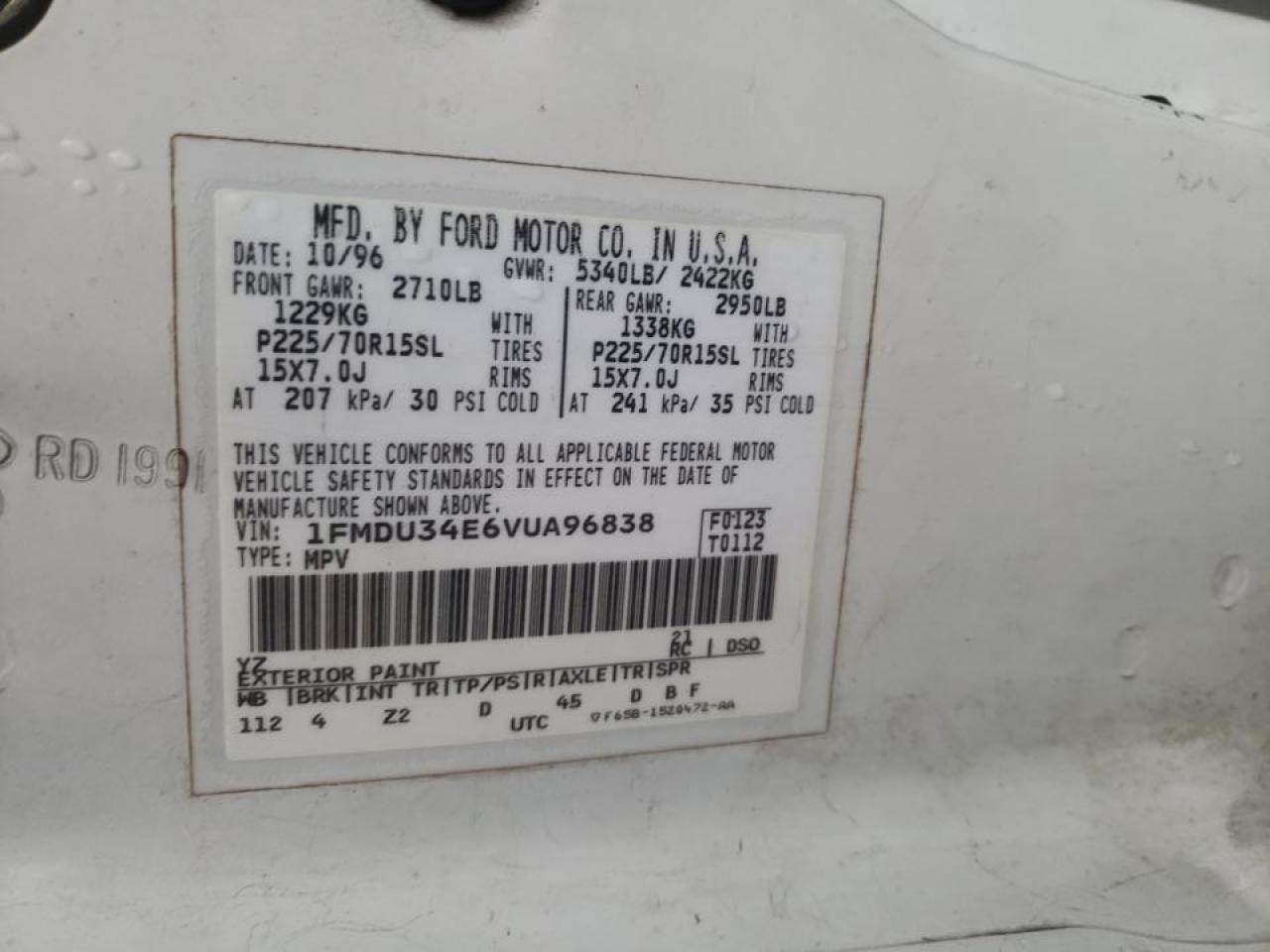 Photo 10 from auction – 1997 FORD EXPLORER with VIN 1FMDU34E6VUA96838