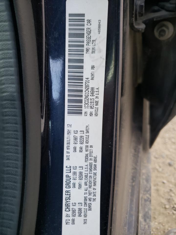 Photo 10 from auction – 2012 DODGE AVENGER SE with VIN 1C3CDZAG1CN287314