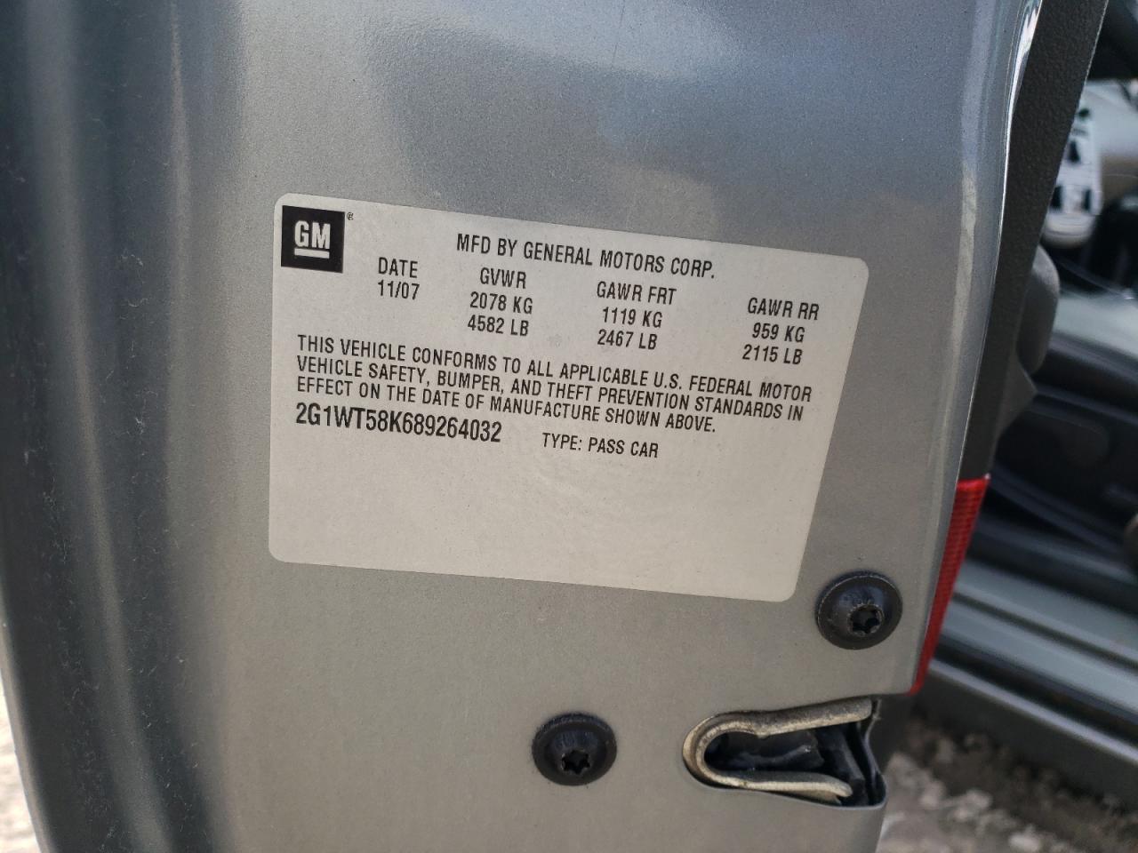 Photo 10 from auction – 2008 CHEVROLET IMPALA LT with VIN 2G1WT58K689264032