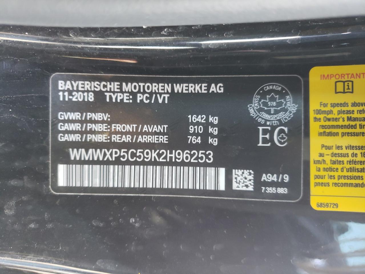 Photo 10 from auction – 2019 MINI COOPER with VIN WMWXP5C59K2H96253
