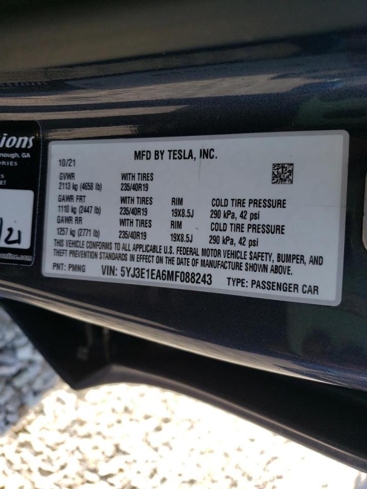 Photo 10 from auction – 2021 TESLA MODEL 3 with VIN 5YJ3E1EA6MF088243