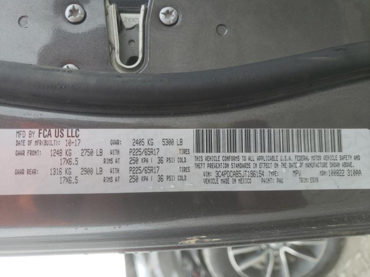 Photo 10 from auction – 2018 DODGE JOURNEY with VIN 3C4PDCAB5JT196154