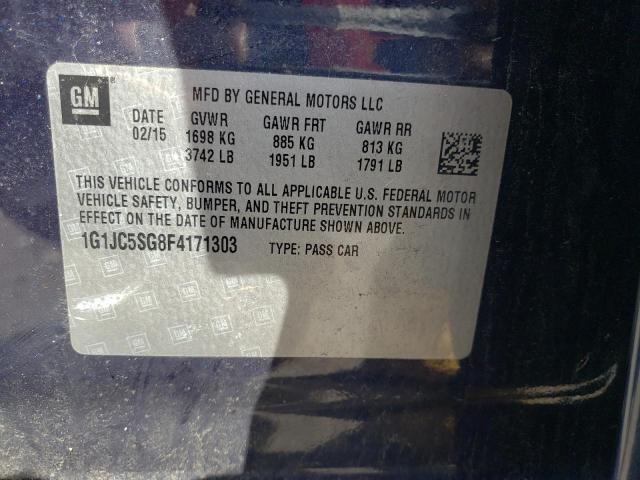 Photo 10 from auction – 2015 CHEVROLET SONIC LT with VIN 1G1JC5SG8F4171303
