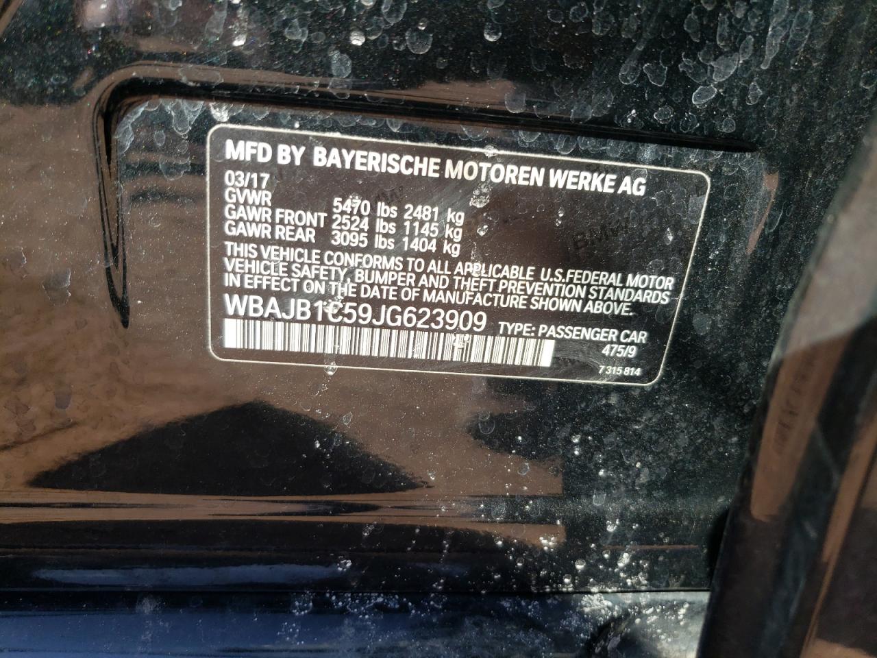 Photo 10 from auction – 2018 BMW 530XE with VIN WBAJB1C59JG623909
