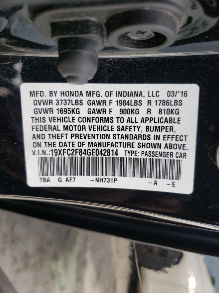 Photo 10 from auction – 2016 HONDA CIVIC EX with VIN 19XFC2F84GE042814