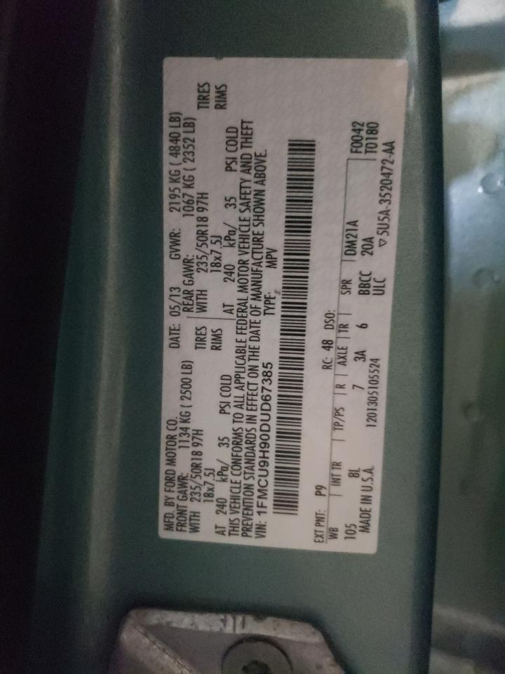 Photo 10 from auction – 2013 FORD ESCAPE SEL with VIN 1FMCU9H90DUD67385