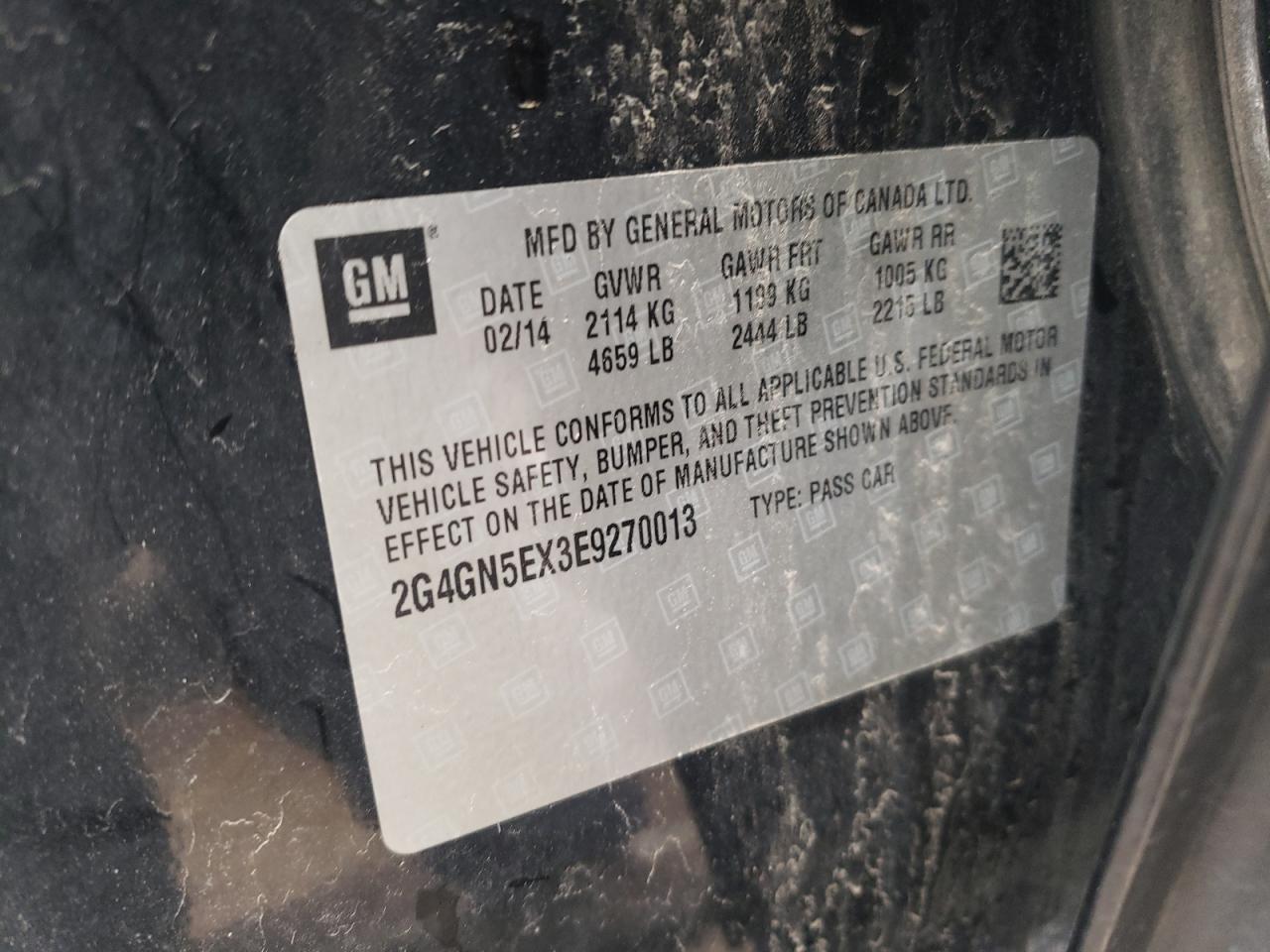 Photo 10 from auction – 2014 BUICK REGAL PREM with VIN 2G4GN5EX3E9270013