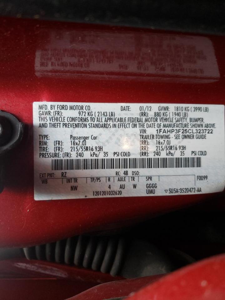 Photo 10 from auction – 2012 FORD FOCUS SE with VIN 1FAHP3F25CL323722