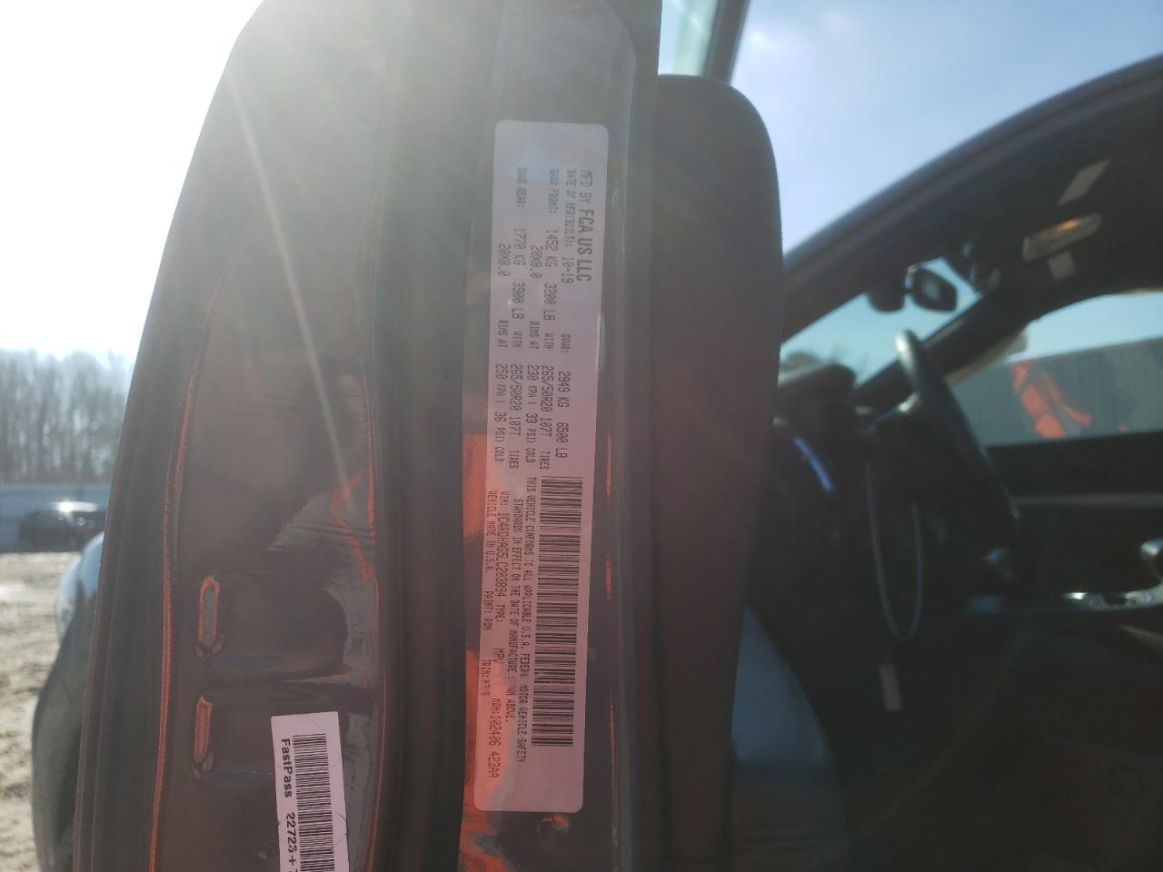 Photo 10 from auction – 2020 DODGE DURANGO SX with VIN 1C4RDHAG5LC203894