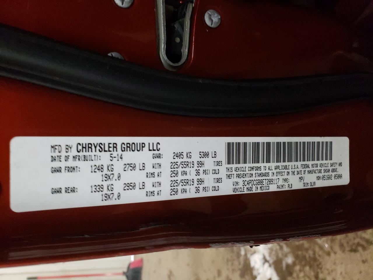 Photo 10 from auction – 2014 DODGE JOURNEY CR with VIN 3C4PDCGB8ET289117