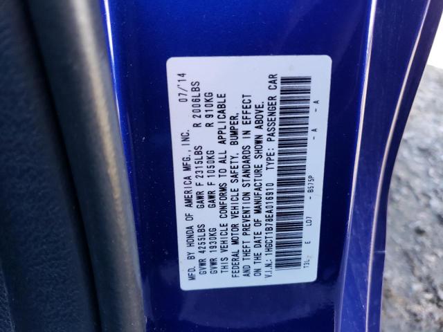 Photo 10 from auction – 2014 HONDA ACCORD EX with VIN 1HGCT1B78EA016910