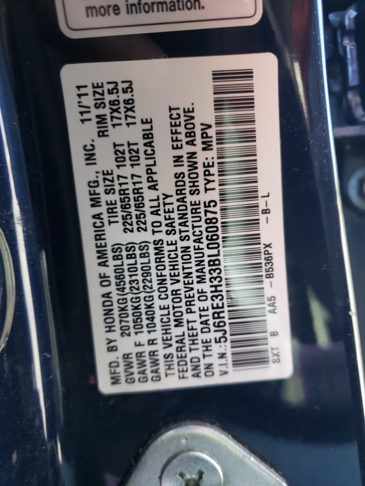 Photo 10 from auction – 2011 HONDA CR-V LX with VIN 5J6RE3H33BL060875