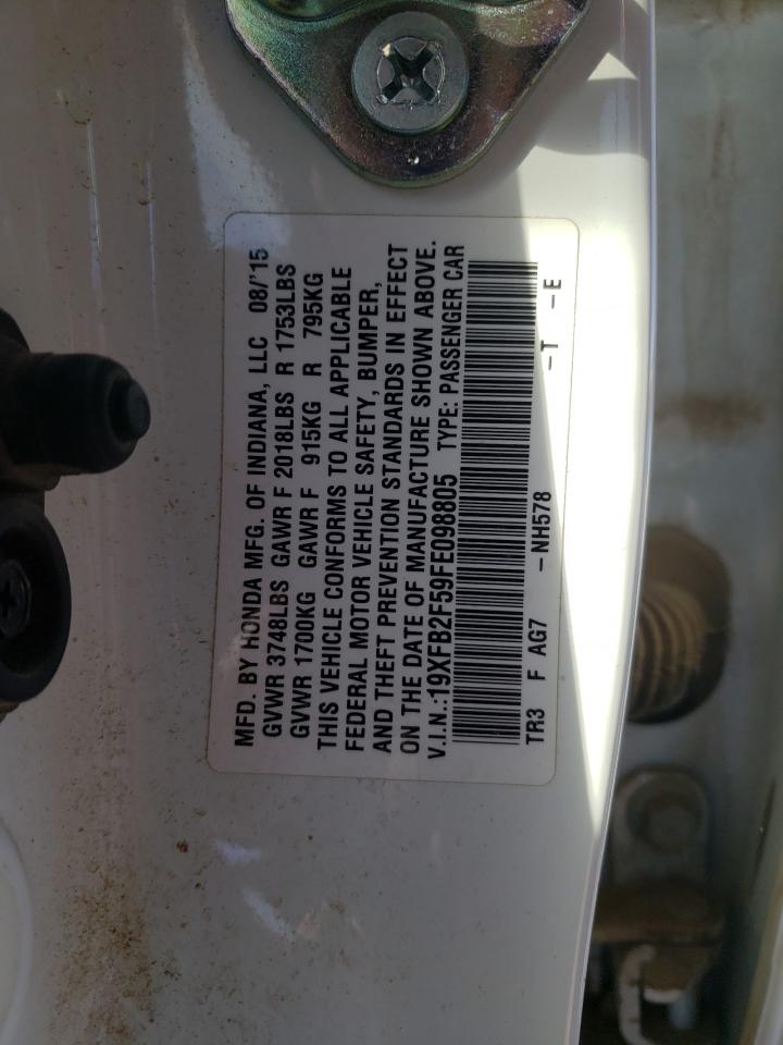 Photo 10 from auction – 2015 HONDA CIVIC LX with VIN 19XFB2F59FE098805