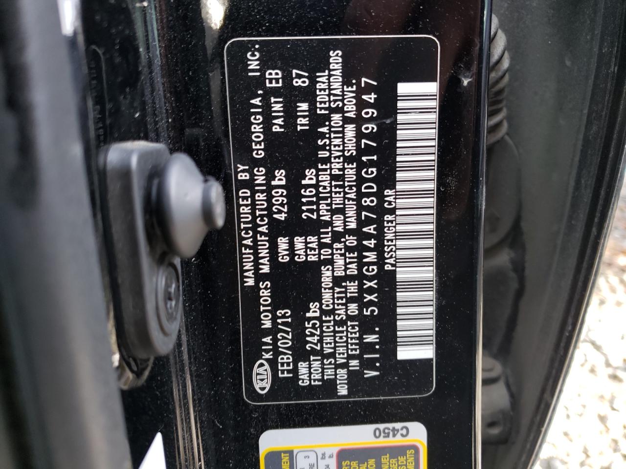 Photo 10 from auction – 2013 KIA OPTIMA LX with VIN 5XXGM4A78DG179947