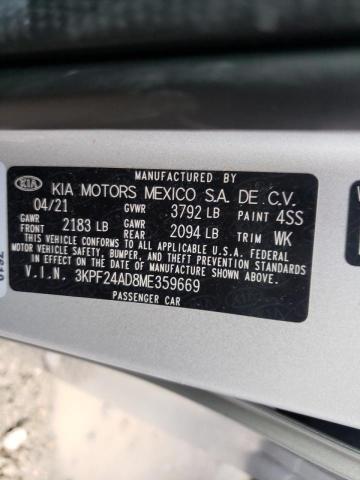 Photo 10 from auction – 2021 KIA FORTE FE with VIN 3KPF24AD8ME359669