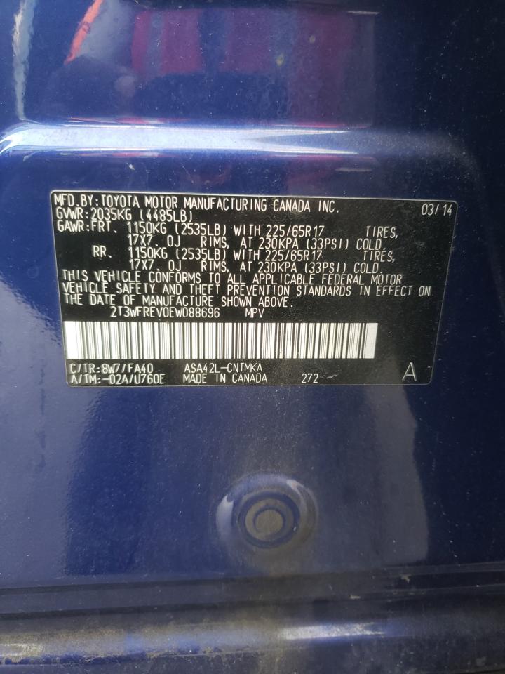 Photo 10 from auction – 2014 TOYOTA RAV4 XLE with VIN 2T3WFREV0EW088696