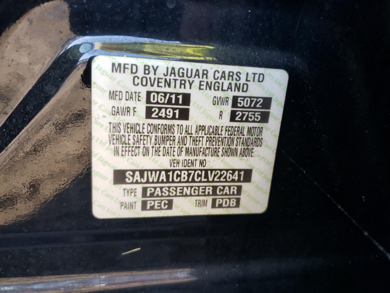 Photo 10 from auction – 2012 JAGUAR XJ with VIN SAJWA1CB7CLV22641