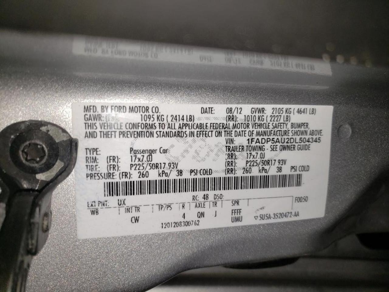 Photo 10 from auction – 2013 FORD C-MAX SE with VIN 1FADP5AU2DL504345