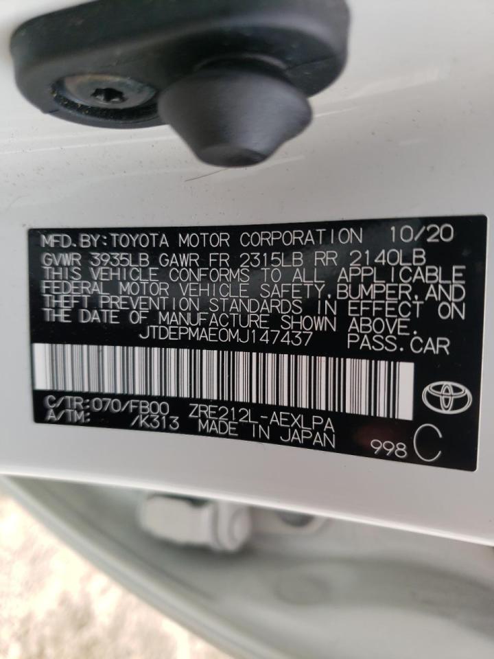 Photo 10 from auction – 2021 TOYOTA COROLLA LE with VIN JTDEPMAE0MJ147437