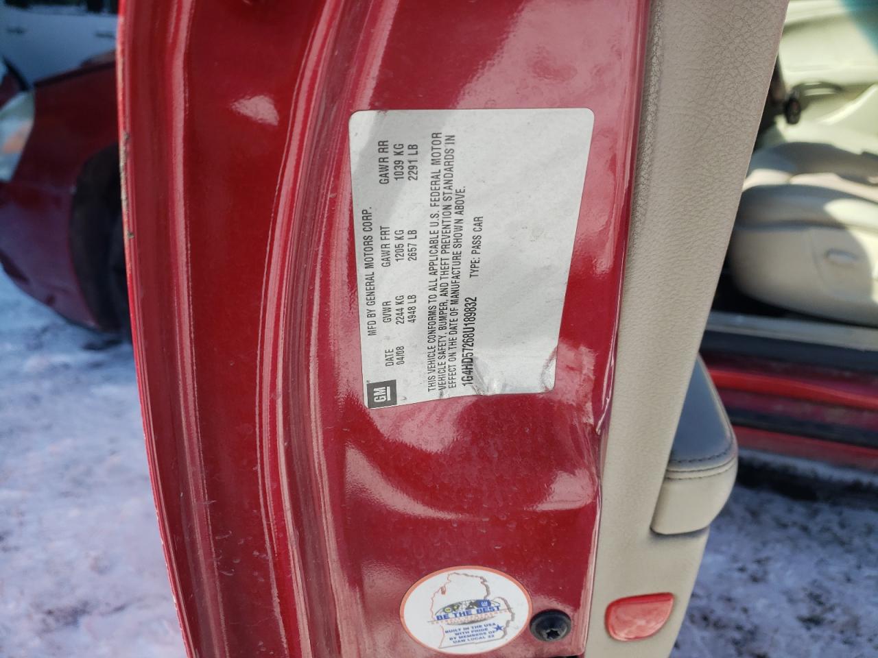 Photo 10 from auction – 2008 BUICK LUCERNE CX with VIN 1G4HD57268U189832